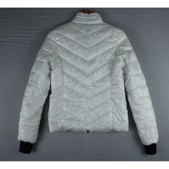 Live Love Dream White Puffer Jacket Womens Small Thumb Holes Lightweight Warm - Picture 2 of 15